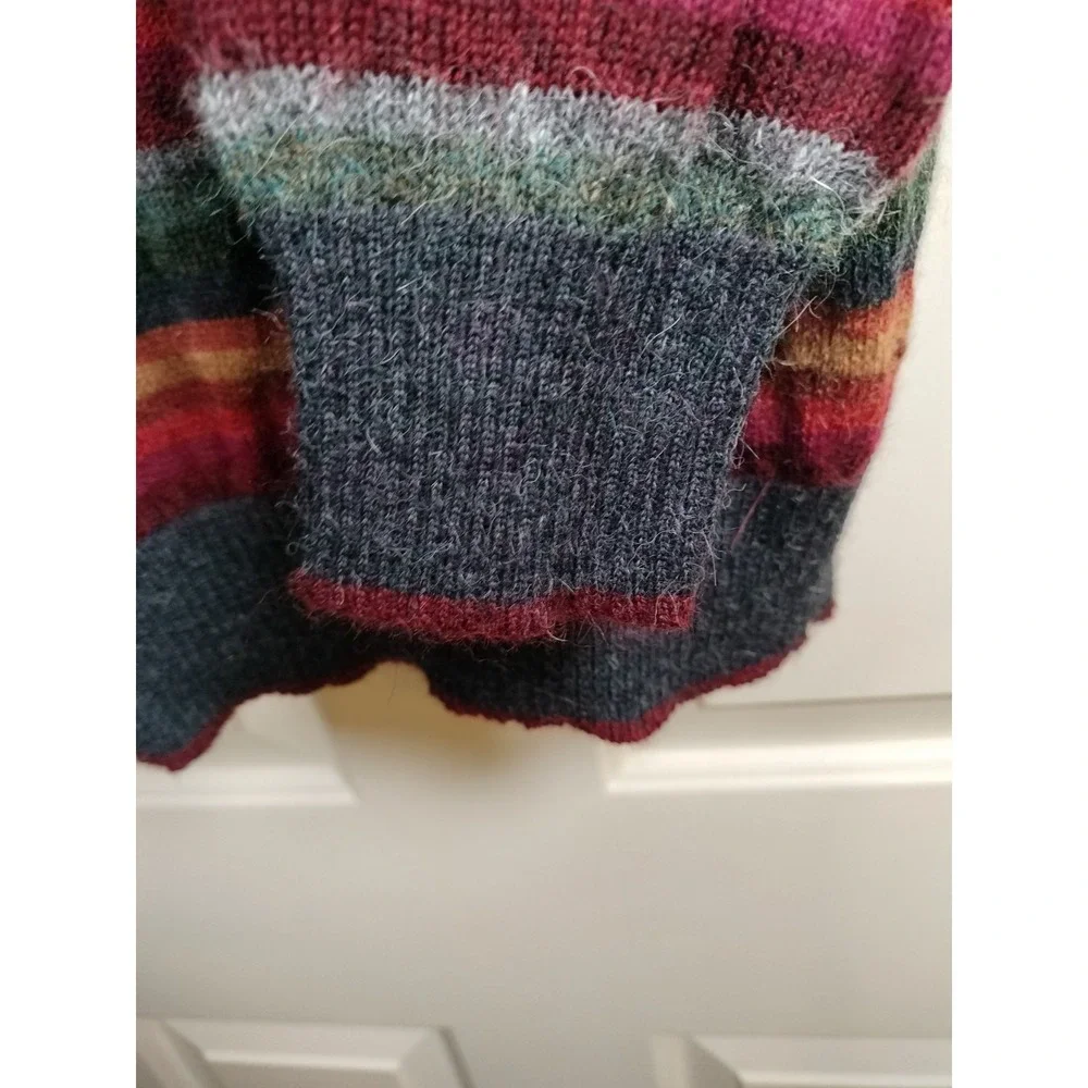 Novica 100% Alpaca Sweater Men Large Multicolor Striped Quarter Zip Pullover
